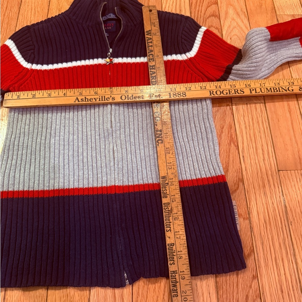 VTG TH Colorblock Women's Sweater Star Zip elbow patch patriotic heritage - Picture 4 of 6